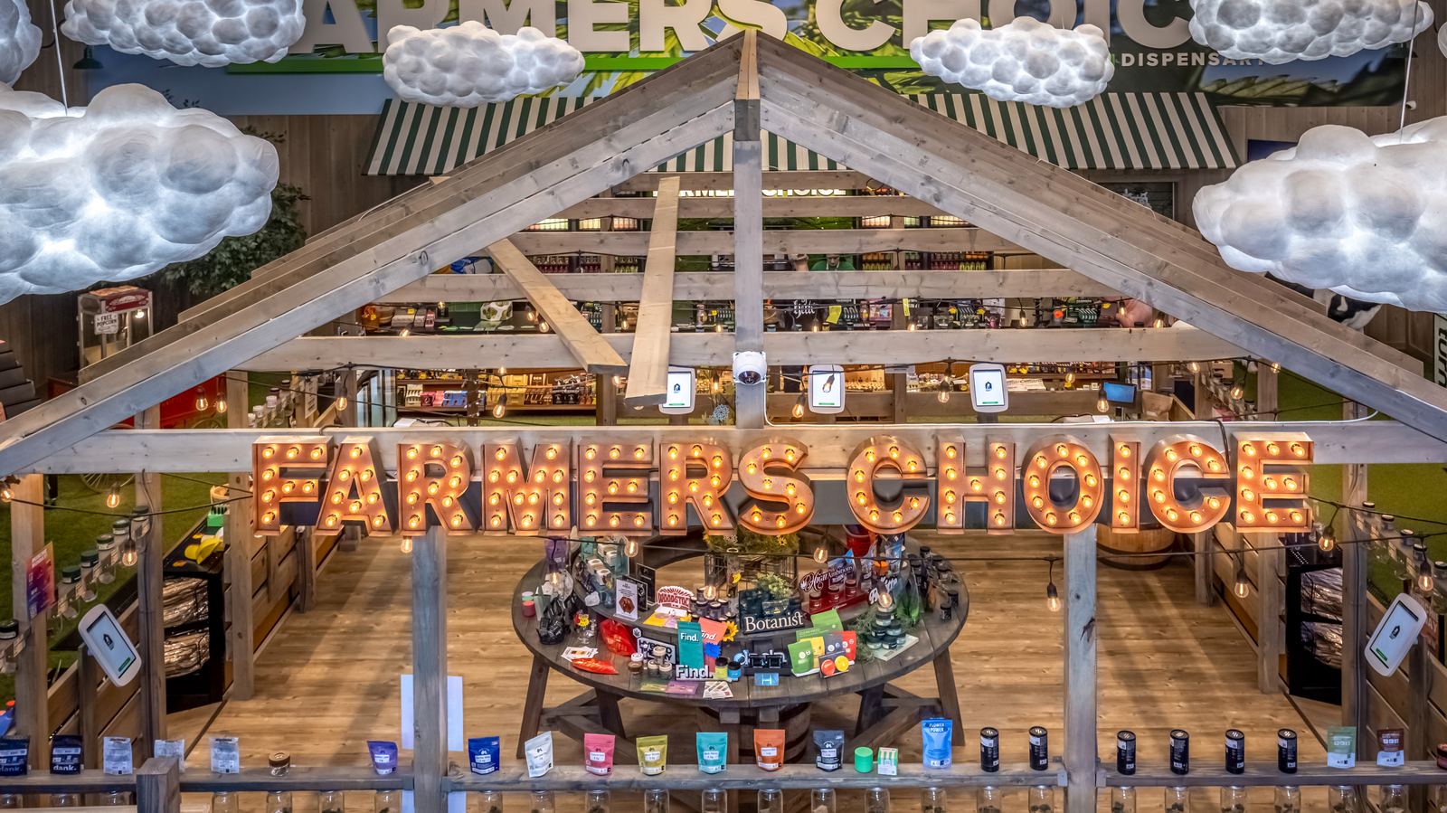 Inside the Farmers Choice New Paltz farm market under the marquee sign